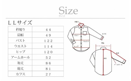 【国内縫製】オーダーシャツ工場で作る綿100％メンズ用ドレスシャツ「LLサイズ」衿型ボタンダウンカラー 1080026