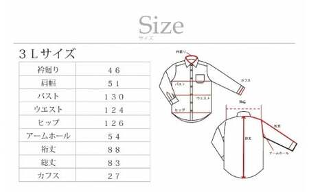 ケアも簡単！安心して着れる綿ポリ混紡メンズ用ドレスシャツ「3Lサイズ」衿型ワイドカラー（ホリゾンタル） 1080057