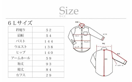 ケアも簡単！安心して着れる綿ポリ混紡メンズ用ドレスシャツ「6Lサイズ」衿型ワイドカラー（ホリゾンタル） 1080060