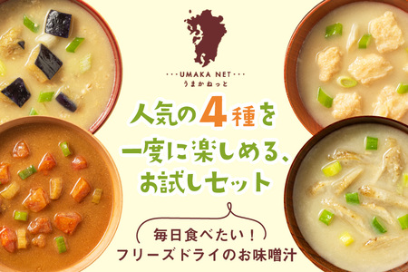 味噌汁 フリーズドライ 4種 揚げなす 南関揚げ ごぼう トマト 各2食 計8食