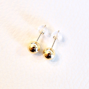 【ジュエリー】K18 18金 ゴールド 地金 シンプル ボール ピアス (6mm) 保証書付 KO-0032 242-010-b