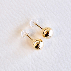 【ジュエリー】K18 18金 ゴールド 地金 シンプル ボール ピアス (7mm) 保証書付 KO-0033 242-011-b