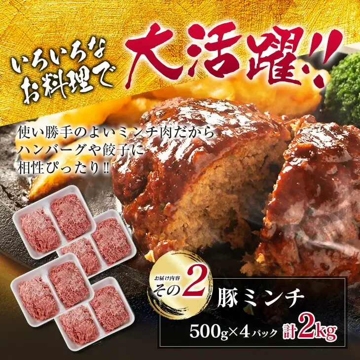 数量限定 豚肩ロース スライス 豚ミンチ セット 合計4kg_CD88-26