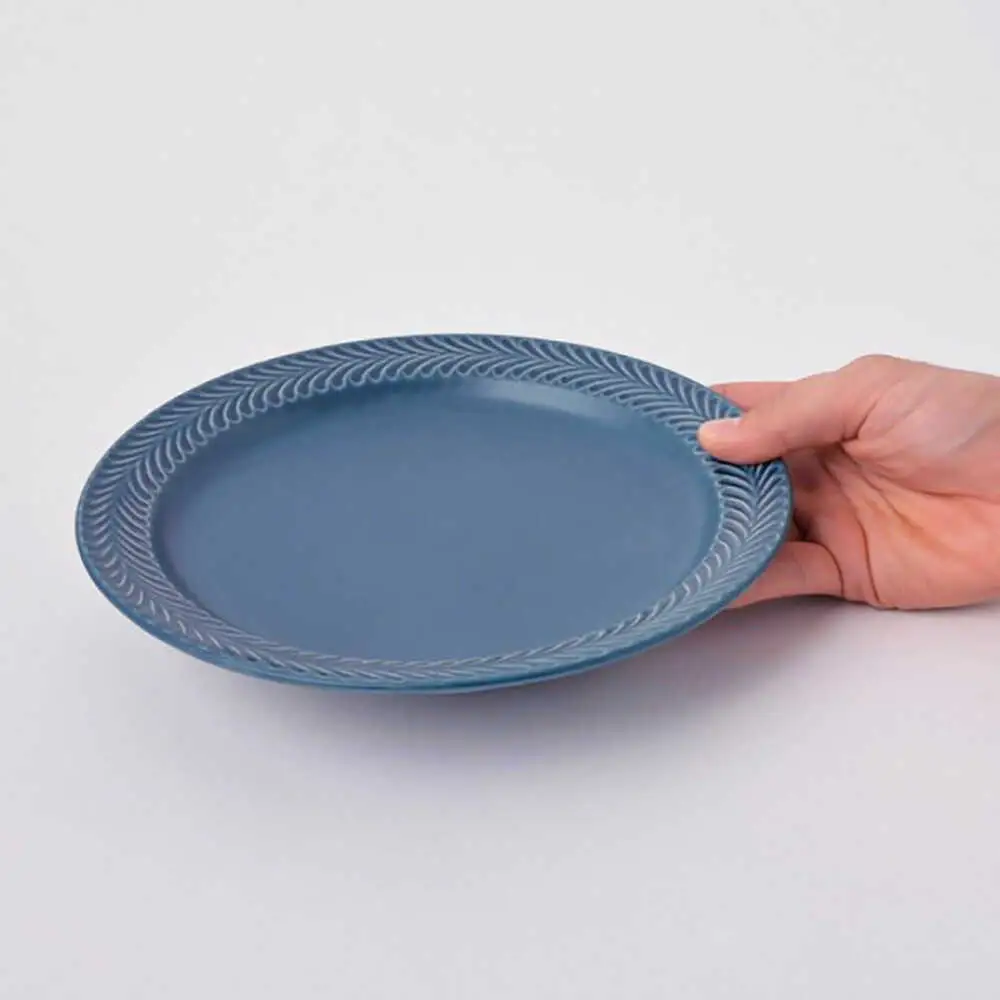 【波佐見焼】ローズマリー プレート 約24cm デニム＆アイボリー ペア 2色セット【福田陶器店】[PA423]