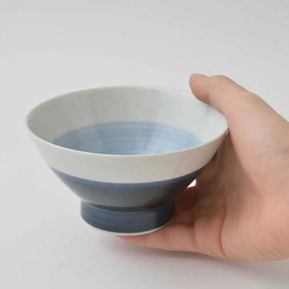 【波佐見焼】大人気！ くらわんか碗 半青・半赤・青丸・赤丸 4点セット お茶碗【福田陶器店】[PA424]