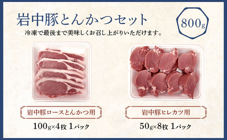 岩中豚 とんかつセット 計800g 豚肉 ロース ヒレカツ とんかつ jois004