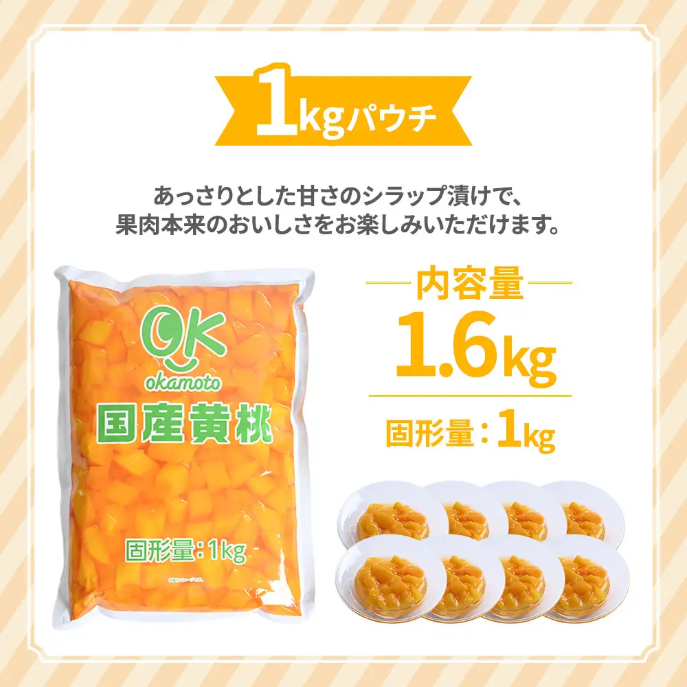 青森県産黄桃 ダイスカット 1kgパウチ ３個 桃 もも