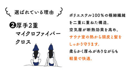 最高の整いタイム【soona】サウナハット 厚手二重マイクロファイバー 1枚 （カラー：ブルー）