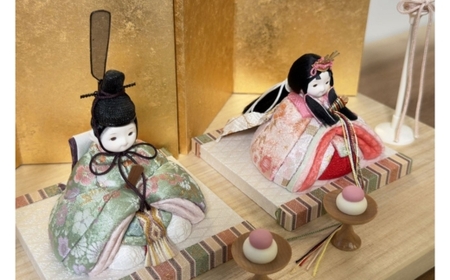 雛人形のminicola rico遥香（はるか） 木目込み親王飾り雛人形　木台　金屏風セット