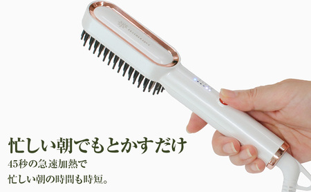 ヒートブラシ ヘアアイロン マイナスイオン 白 ヒートブラシ
