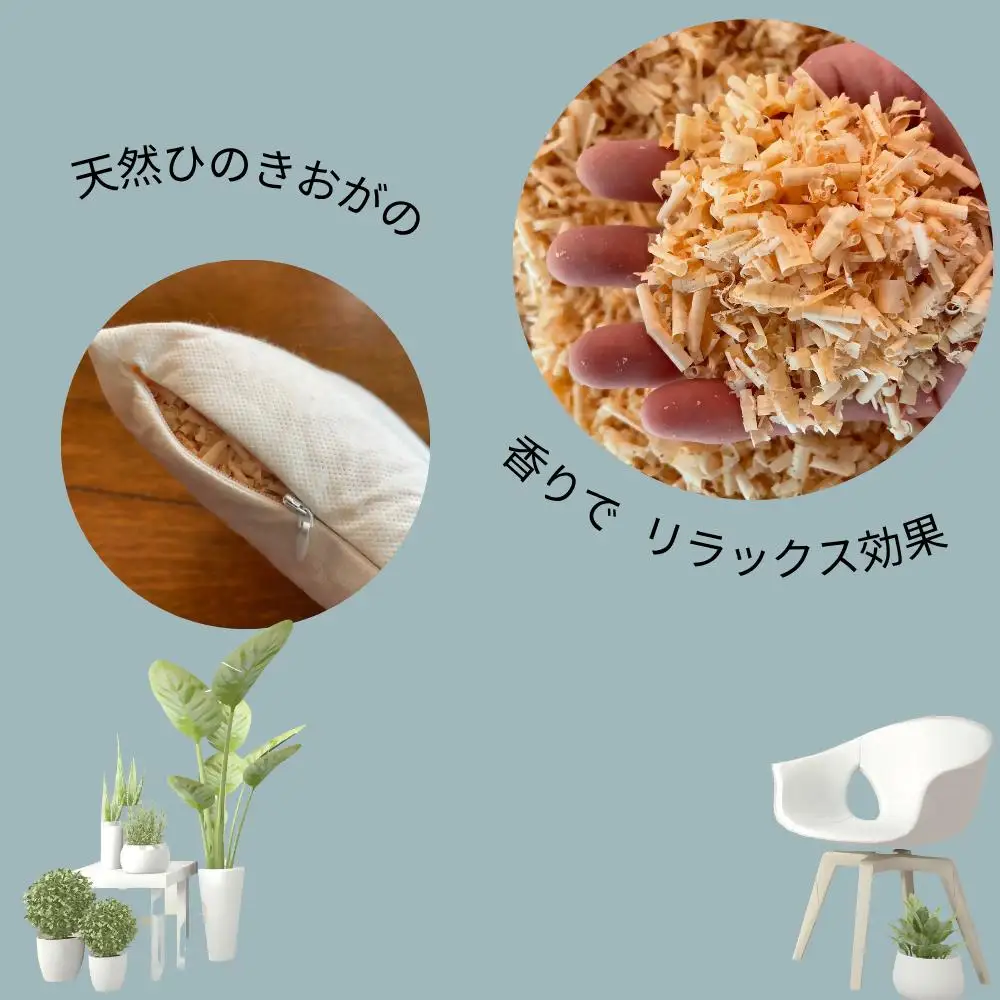 ヒノキ香るオーガニックコットンリネン生地のピロー（大人用） ドット柄（生成りにベージュ柄）