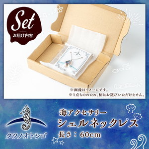 海アクセサリー シェルネックレス (1個) アクセサリー ネックレス ハンドメイド 手作り 首飾り ギフト プレゼント 贈り物 貝殻 1点もの オリジナル 数量限定 【タツノオトシゴ】as50-008