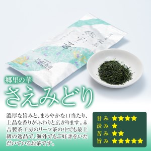 《 国内外 で 入賞 》隠れた お茶 どころ 、鹿児島 曽於茶 ＜厳選＞３本 セット ( 郷里の華 さえみどり・100g×3袋) お茶 緑茶 茶葉【曽於市観光協会】A211-v01