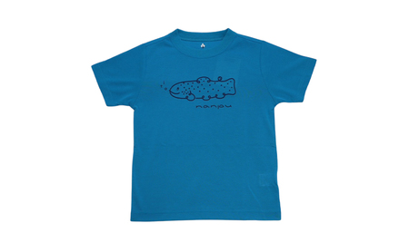 【子供用】 nanpu イトウ Tシャツ  120cm ブルー 北海道 南富良野町 限定デザイン オリジナル キッズサイズ 子供用
