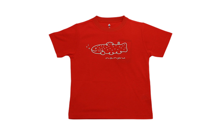 【子供用】 nanpu イトウ Tシャツ  140cm レッド 北海道 南富良野町 限定デザイン オリジナル キッズサイズ 子供用