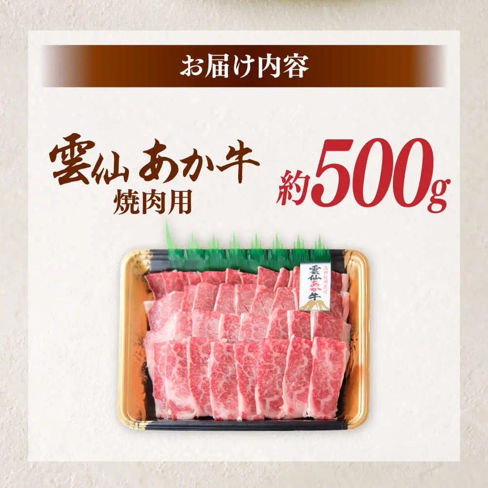 【希少】雲仙 あか牛 焼肉用 500g / 国産 長崎和牛 牛 牛肉 冷凍 / 南島原市 / 株式会社高田牧場[SGQ007]