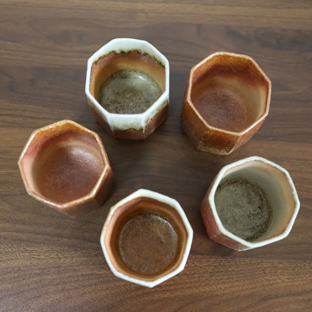 【信楽焼 土の子窯皆川陶房】八角カップ 穴窯焼成