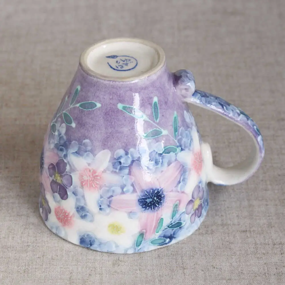 【瀬戸焼】「工房 ゆずりは」 彩紫小花 マグカップ 1個 【松本陶器株式会社】 / マグ 食器 コーヒーカップ ティーカップ / 瀬戸市[BBDX018]