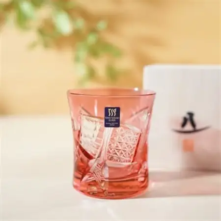 伝統的工芸品 八千代切子 ロックグラス 280ml 赤 1個入 LS19590SAU-C679【1667392】