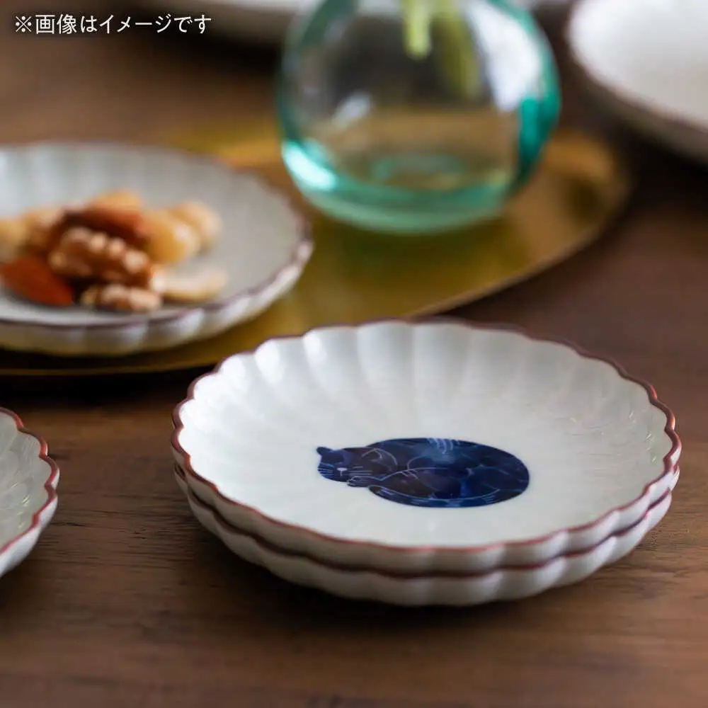 【波佐見焼】呉須猫 菊割小皿・取皿 8点セット【西海陶器】[OA507]