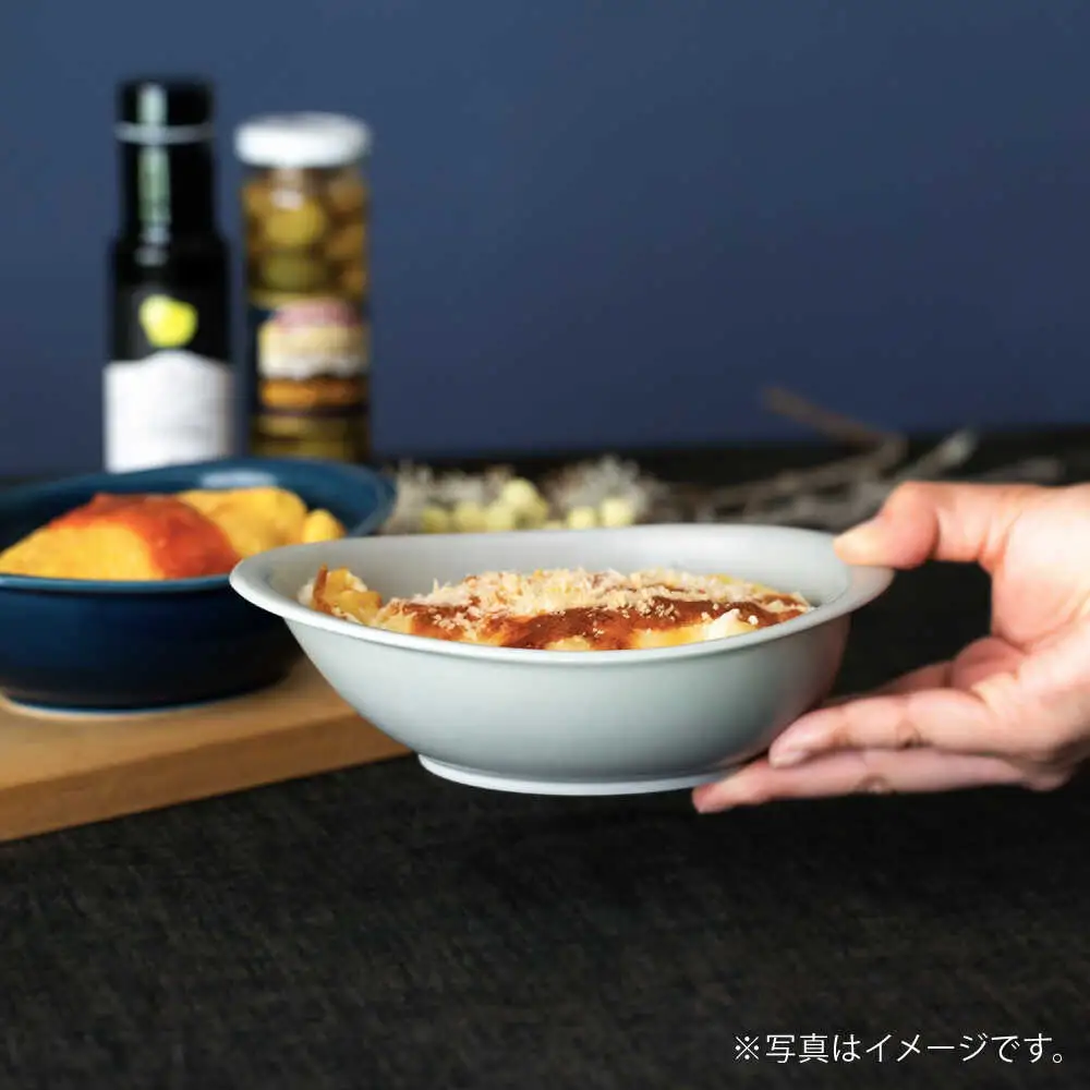 【波佐見焼】OVENWARE オーバル M〈ブルー・グレー〉2点セット【西海陶器】[OA514]