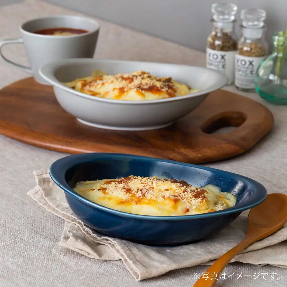 【波佐見焼】OVENWARE オーバル L〈ブルー・グレー〉2点セット【西海陶器】[OA515]