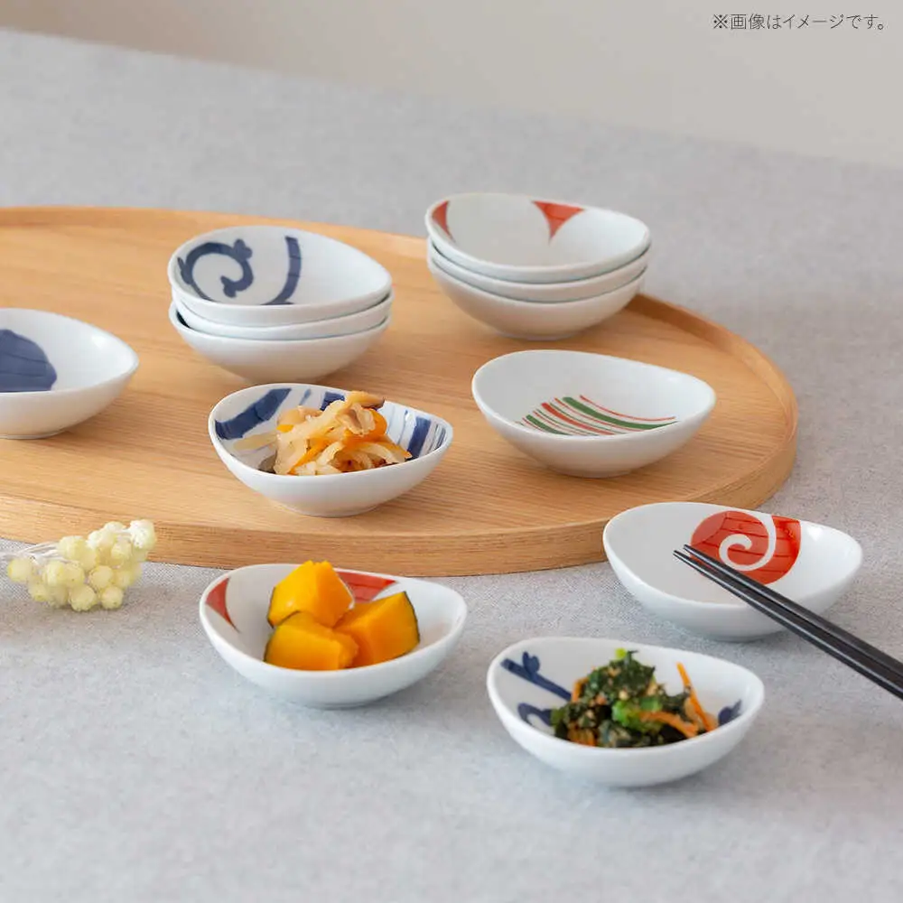 【波佐見焼】染錦絵変り 六客楕円珍味揃 食器 ギフト【西海陶器】[OA517]