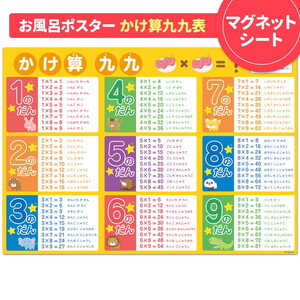 お風呂ポスター3枚組 小学一年漢字表 小学二年漢字表 九九表【小学校低学年おすすめセット】 マグネットシート製