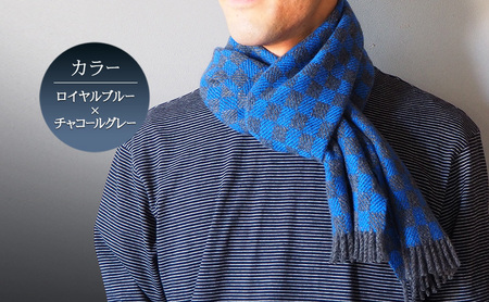 マフラー カシミヤ100% ブロックチェック 手織り マフラー ブラック×チャコールグレー