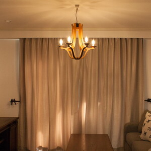 木のシャンデリア チェリー LED電球付き｜照明 ランプ インテリア 家具 工芸品 栃木県 塩谷町
