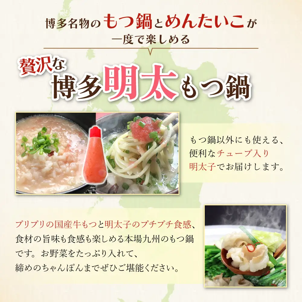 Z69-06 おどろきっちん 博多明太もつ鍋セット(九州醤油仕立て)  4～6人前 もつ鍋