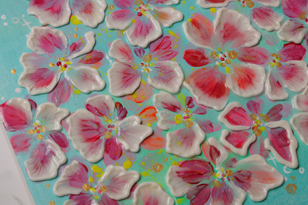 【京阪百貨店厳選】坂本 幸雪　シュガーアート（秋桜）　F6サイズ：410×318㎜_OS048-0043-6