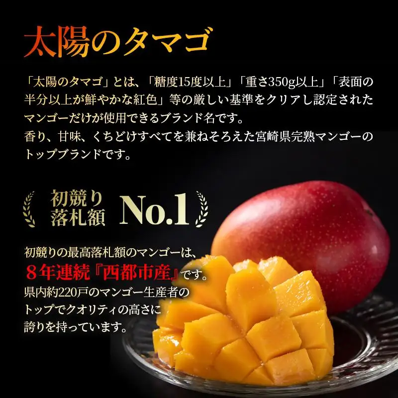 【先行予約】最高級ブランド『太陽のタマゴ』大玉 3L×2個【糖度15度以上】宮崎県西都市産完熟マンゴー＜71-1a＞2026年発送