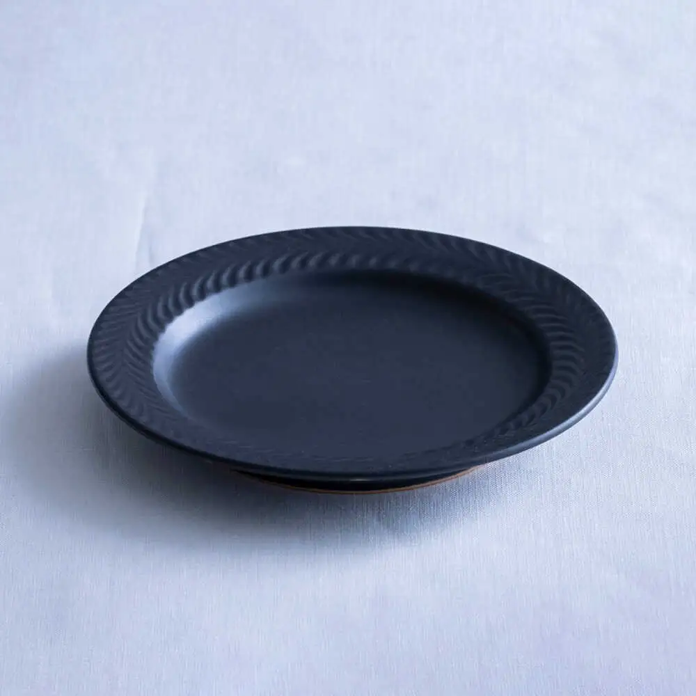 【波佐見焼】ローズマリー　リムプレートM マットブラック　2枚セット　食器 皿【翔芳窯】[FE580]