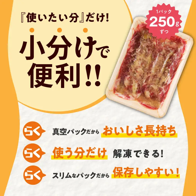 【分けて届く定期便】ねぎ塩 牛たん（成型）合計 1kg 小分け 250g×4【全2回】