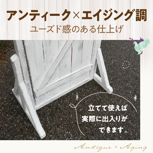 エイジング調アンティークのフェイクドアー大 本体と自立固定用スタンドのセット（本体とオプションのセット） ユーズド感 アンティーク ドアー オーナメント オブジェ 大 枠付き扉 扉 庭 オーナメントオブジェ  エイジング調 国産 天然木 手作業 頑丈 丈夫 天然木製 完成品 ガーデニング インテリア ベランダ 愛知県 小牧市 送料無料 [161P24]