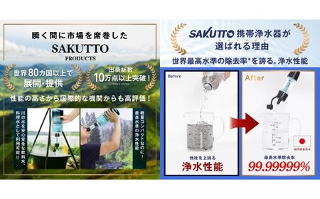 SAKUTTO 携帯浄水器 4個セット 防災グッズ 日本正規品 浄水器 災害対策 防災 アウトドア 福岡県 北九州市