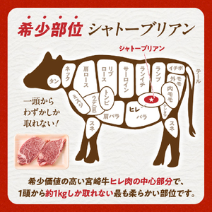 牛肉 【A4等級以上】宮崎牛シャトーブリアン 2枚 計300g 牛肉