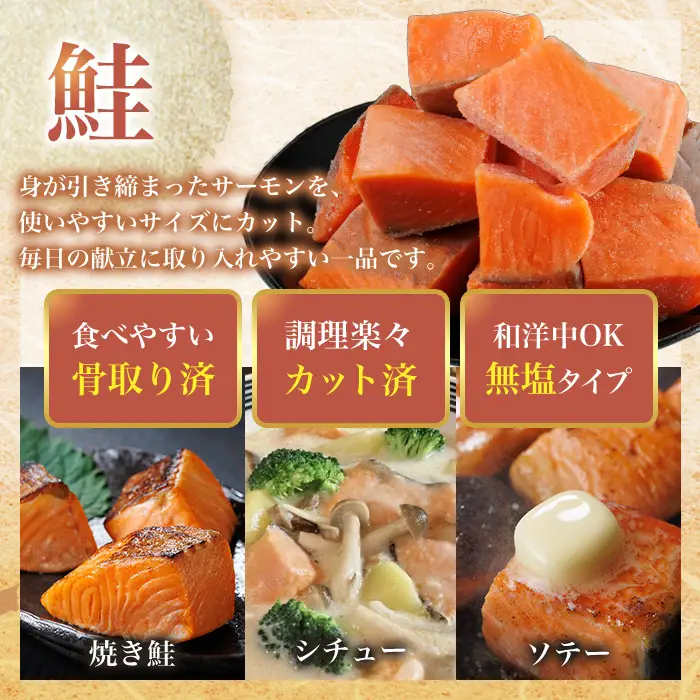 生活応援 サーモン切り落とし5枚付き！骨取り さば切身と鮭カットのセット(合計約2kg)小分け 冷凍  骨なし 魚  【AW-104】【丸正水産】