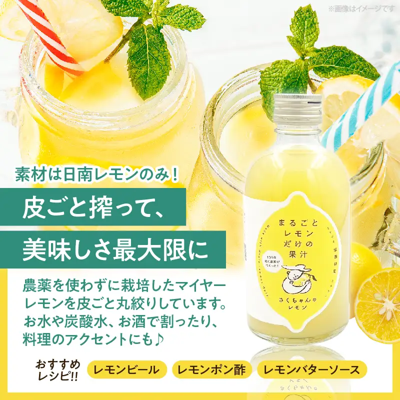 果汁100％「まるごとレモンだけの果汁」と「レモンとさとうきびのシロップ」セット 合計2本 無添加 保存料不使用_BC135-25