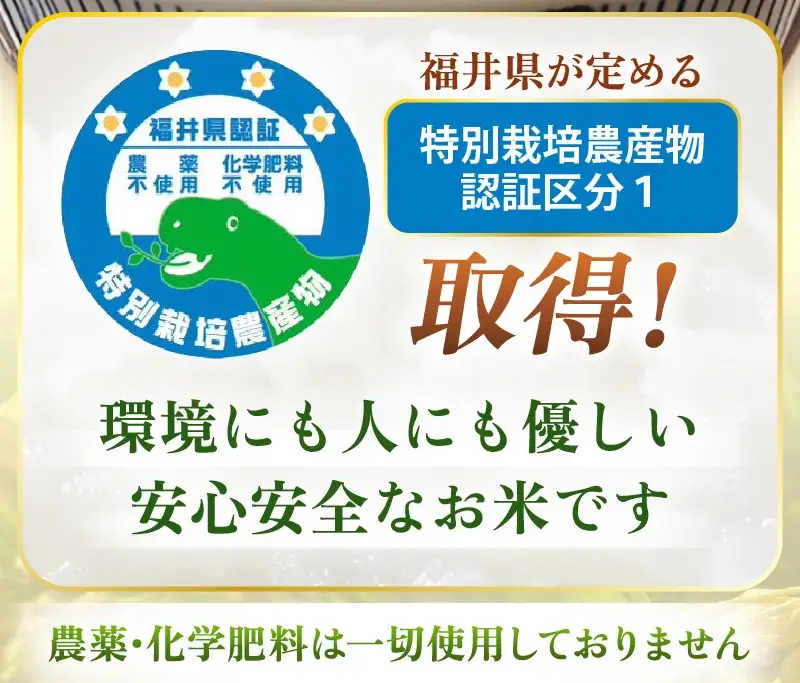 新米【令和8年産 】 特別栽培米コシヒカリ5kg 農薬化学肥料不使用（玄米）【10月中旬以降発送】 [e81-b003_02]