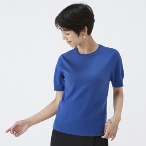 日本製 カシミヤ100% レディース クルーネック半袖 Mサイズ