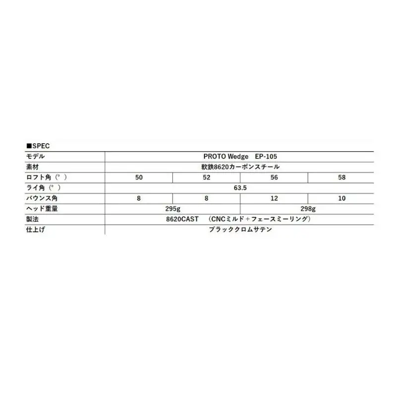 プロトウェッジ EP-105 50°/52°/56°/58° muziik ムジーク ゴルフ ゴルフクラブ PW EP-105　50°