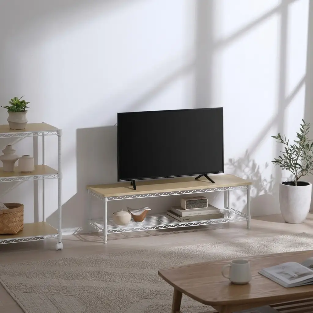 カラーメタルラック ローボード CML-10302 ホワイト テレビ台 おしゃれ テレビボード スチールラック メタルラック ラック 棚 カラーラック 幅101 奥行31 高さ30 スリム 収納 シンプル ヘッドボード テレビラック TV台 AVボード アイリスオーヤマ