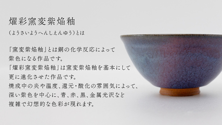 【燿彩窯変紫焔釉】抹茶茶碗 （小野寺裕司 作） 径14cm×高さ7cm
