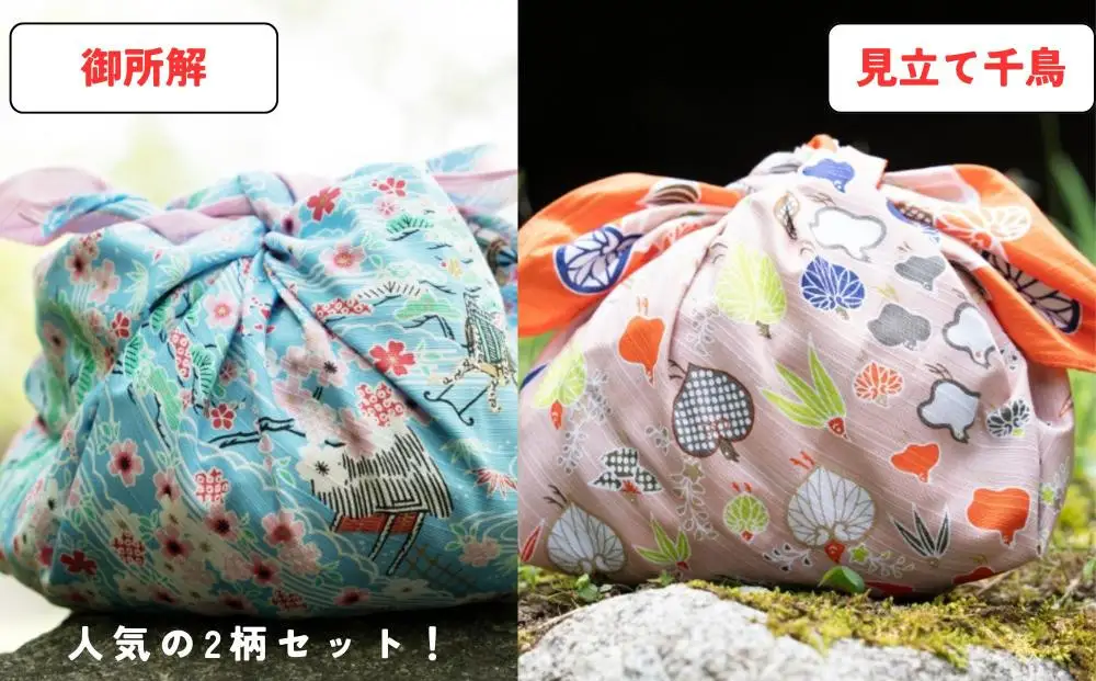 【馬場染工場】風呂敷 2種セット(御所解＆見立て葵千鳥) ｜京都 日常使い おしゃれ風呂敷