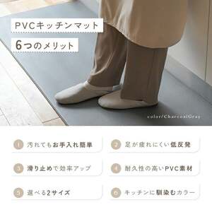 《低反発》 キッチンマット 【カラー：ブルー】【サイズ：240cm×60cm】 拭ける クッション マット 洗える おしゃれ 8mm 厚手 PVC 撥水 北欧 台所 AT03 11-072