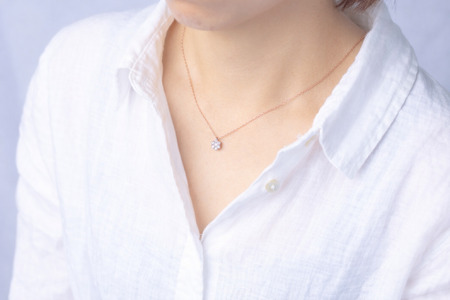 ダイヤモンド ネックレス フラワーL 0.6ct K18 ピンクゴールド  ジュエリー ダイヤ  18金 山梨 H-729 SWCI014-pg