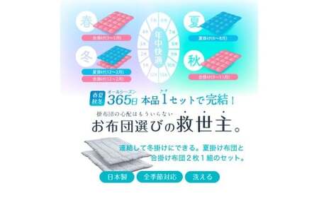 ＜オールシーズン＞ 洗える (東レ DanigelR)使用 掛け布団 ふとん 【S】