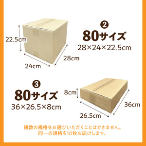 梱包用段ボール 80サイズ 10枚  梱包用 段ボール セット 選べる サイズ 規格 コンパクト 使いやすい 段ボール箱  梱包 衣類 収納 片付け 整理 DIY 工作 荷物 引っ越し 防災 備蓄 便利 フリマ 通販 配送 荷造り お取り寄せ 愛知県 小牧市 送料無料 [206A01]